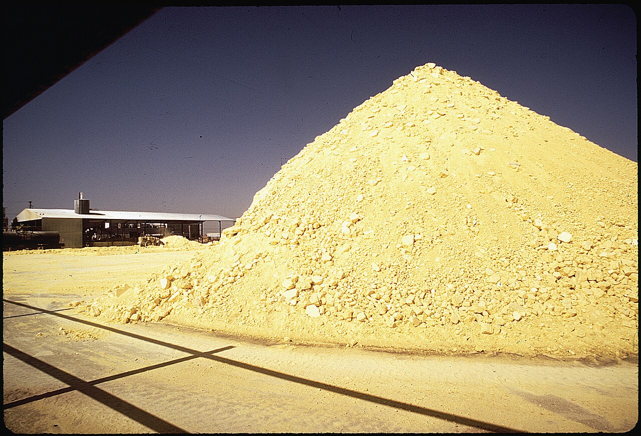Real industrial sulphur stockpile photograph